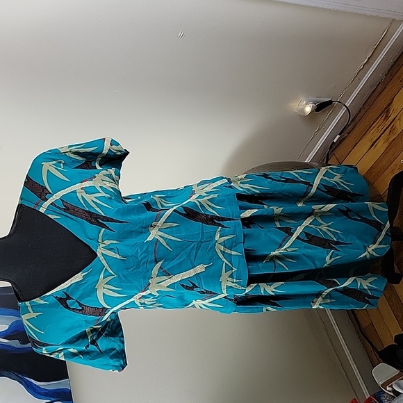 Jaff Carole Anderson Coordinated Set Skirt Blouse Abstract Vintage Blue … - Picture 1 of 9